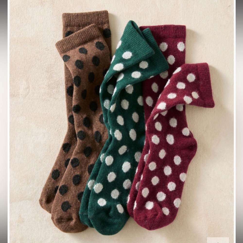 3 Pair Garnet Hill Wool Cashmere Socks NWT